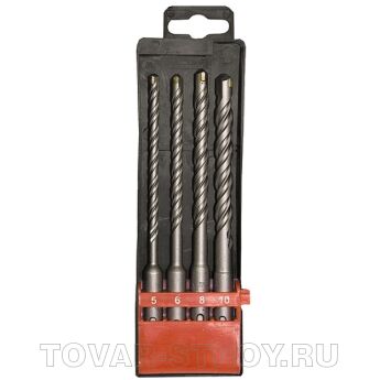 Набор буров по бетону, 5-6-8-10х160 мм, 4 шт., в пласт. коробке, SDS PLUS MATRIX