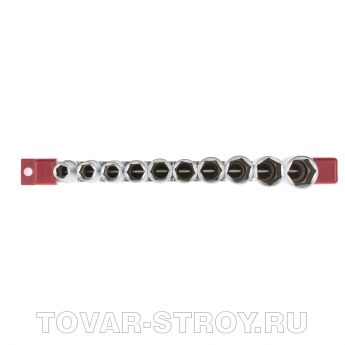 Набор удлиненных торцевых головок 1/2", 6-ти гр., CrV, 10шт., 10-22мм MATRIX