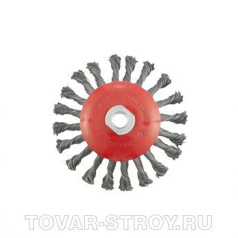 Щетка для УШМ, 125 мм, М14, "тарелка", крученая проволока 0,5 мм MATRIX