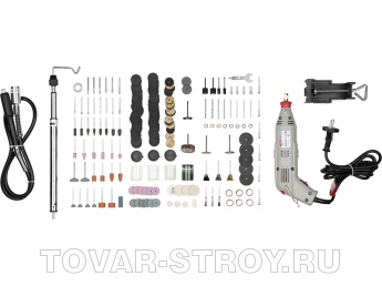 Гравер ЗУБР с набором мини-насадок (ЗГ-130ЭК Н242) 242 предмета