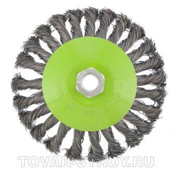 Щетка для УШМ, 125 мм, М14, "тарелка", крученая металлическая проволока СИБРТЕХ