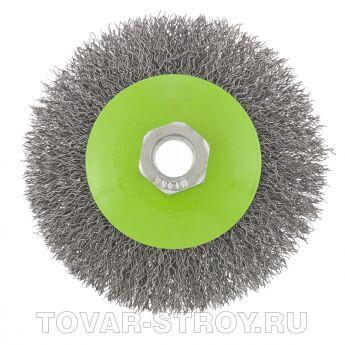 Щетка для УШМ, 100 мм, М14, "тарелка", витая проволока СИБРТЕХ