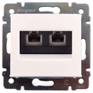 Двойная розетка RJ 45 Кат. 5е/6 UTP + RJ 11 - Valena, белая