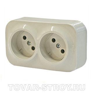 Розетка Legrand Quteo 2-я без заземления, слоновая кость