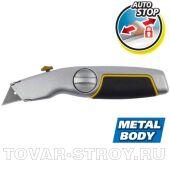 Нож STAYER MASTER 09144 металлический обрезиненный корпус, выдвижное лезвие