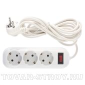 Удлинитель бытовой серия EF, с заземлением и выключателем, 3м, 3 розетки, 10A Stern