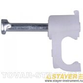 Скоба STAYER 4511-07 прямоугольная для крепления кабеля 7 мм с оцинкованным гвоздем, 100 шт