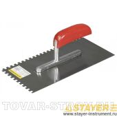 Гладилка STAYER 0801-06 MASTER стальная с деревянной ручкой, зубчатая, 6х6 мм