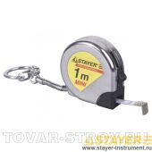 Рулетка-брелок STAYER 34140-1 MINI, цвет хромовый, 1 м х 6 мм
