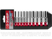 Наборы торцовых головок 3/8" ЗУБР удлиненные, 27655-Н10, 10-19 мм, 10 предметов