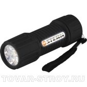 Фонарик светодиодный, чёрный корпус с мягким покрытие, 9Led, 3хААА, Stern