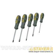 Набор STAYER 25841-H5 G Отвертки MAX-GRIP, Cr-V, намагниченные, в боксе, 5 предметов