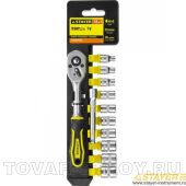 Набор STAYER 27754-H12 Торцовые головки (1/4") на пласт. рельсе, трещотка, удл., 4-13мм, 12 предметов