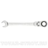 Ключ комбинированный трещоточный, 19мм, CrV, шарнирный, зерк.хром MATRIX PROFESSIONAL
