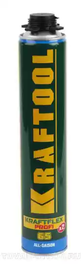 Пена монтажная INDUSTRY KRAFTFLEX PROFI 65 всесезонная для монтажного пистолета (800 мл) KRAFTOOL 41184