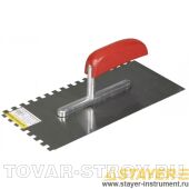 Гладилка STAYER 0801-08 MASTER стальная с деревянной ручкой, зубчатая, 8х8 мм