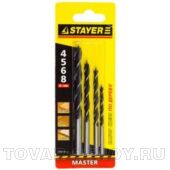 Набор сверла по дереву STAYER MASTER 2942-H4_z01, на карточке, диаметрами 4, 5, 6, 8мм, 4шт