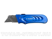 Нож ЗУБР ПРОФИ с трапециевидным лезвием А24, алюм. накладки (09225)