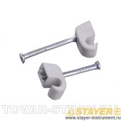 Скоба STAYER 45050-04-07 универсальная для крепления кабеля 4-7 мм с оцинкованным гвоздем, 60 шт