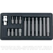 Набор бит HEX, хвостовик-шестигранник 1/2'', CrV,10 мм, 15 предм. STELS