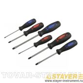 Набор STAYER 25081-H6 Отвертки ТECHNO, Cr-V, SL 3, 5, 6/PH №0, №1, №2, 6 предметов