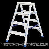 Стремянка двусторонняя 4 ступени, алюминиевая Сибртех Россия